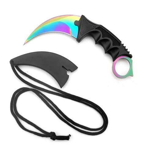 CS GO Counter Strike Golden Karambit Knife Neck Knife with Sheath Tiger ...