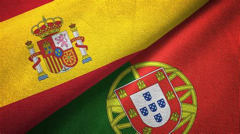 Portugal And Spain Two Flags Together Realations Textile Cloth Fabric ...