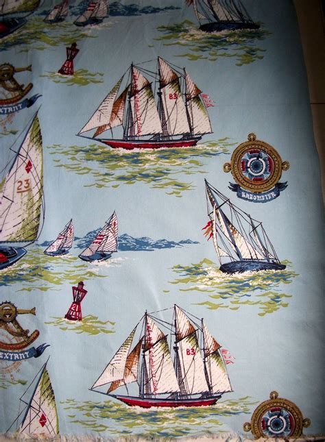 One Yard Vintage Novelty Nautical Fabric by theuniquebirdfabrics