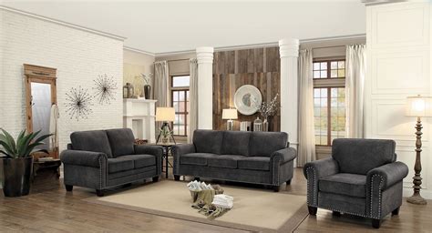 Homelegance Cornelia Dark Grey Living Room Set - Cornelia Collection: 5 ...