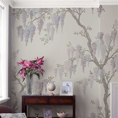 Wisteria Garden Mural by Laura Ashley - Natural - Mural : Wallpaper Direct