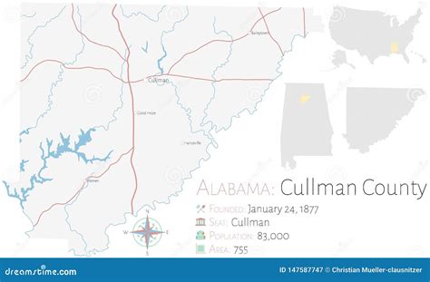 Map of Cullman County in Alabama Stock Vector - Illustration of ...