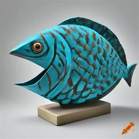 Abstract fish sculpture bust on Craiyon