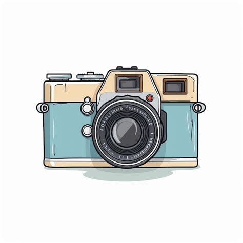 Premium Photo | Minimalistic Vintage Camera Illustration In Colored Cartoon Style