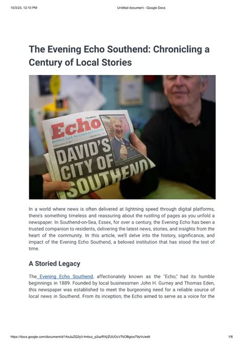 PPT - The Evening Echo Southend-Chronicling a Century of Local Stories PowerPoint Presentation ...