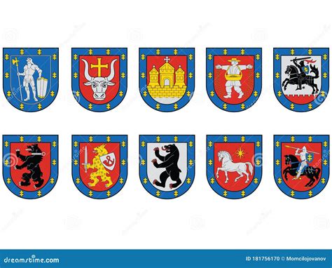 Set Collection of Lithuanian Counties Coat of Arms Stock Vector ...