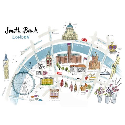 alice tait 'south bank london map' print by the alice tait shop | notonthehighstreet.com