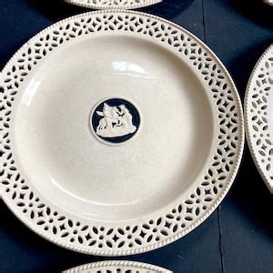 Set 12 Wedgwood Creamware Pottery Pierced Plates, Pearlware Neoclassical, 1800s, Very Rare ...