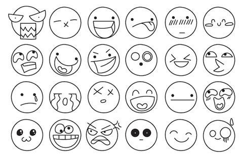 Premium Vector | Emotion face clipart Emoji faces Cartoon face Feeling ...