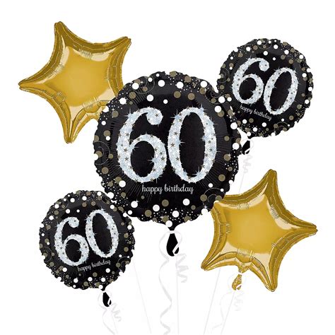 60th Birthday Balloon Bouquet 5pc - Sparkling Celebration | Party City