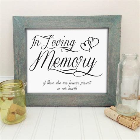 Printable In Loving Memory Wedding Sign, Memorial Sign, 8x10 Elegant Wedding Sign, Wedding Decor ...