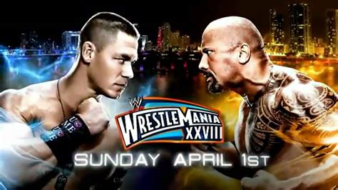 WWE WrestleMania 28 - The Rock Vs John Cena Official Match Card *HD ...