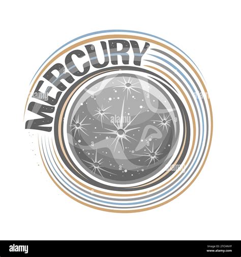 Vector logo for Mercury, decorative cosmic print with rotating planet ...