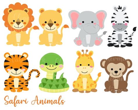 Safari animales clipart bebé safari animales clip art - Etsy España