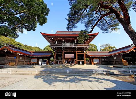 The Meiji Jingu Shrine in Shibuya City, Tokyo, Japan. The shrine is a ...