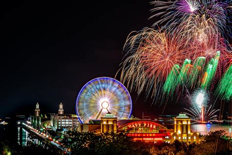 Fireworks/ferris wheel combo from Navy Pier on Wednesday night. : r/chicago