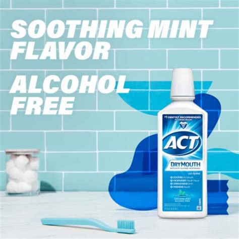 ACT Dry Mouth Anticavity Fluoride Soothing Mint Xylitol Mouthwash, 18 ...