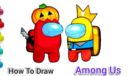 How To Draw AMONG US / Halloween Among Us / Pumpkin Head & King Among Us 🎃 Easy - YouTube