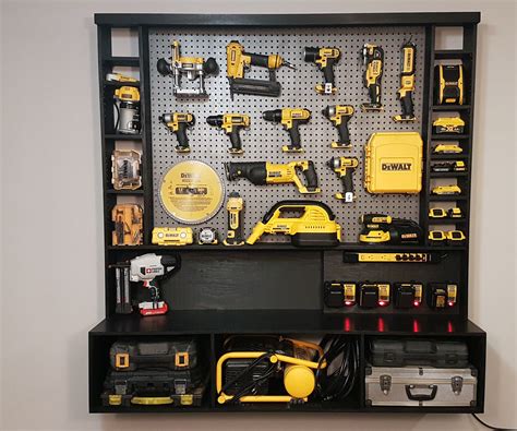 DIY Power Tool Storage W/ Charging Station | Tool wall storage, Tool storage cabinets, Power ...