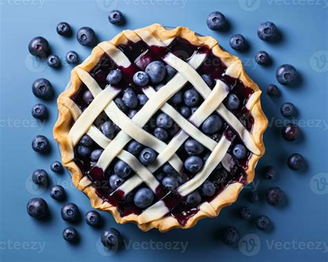 blueberry pie with lattice top view generative ai 28387667 Stock Photo ...