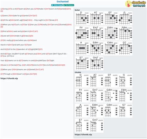 Chord: Enchanted - tab, song lyric, sheet, guitar, ukulele | chords.vip