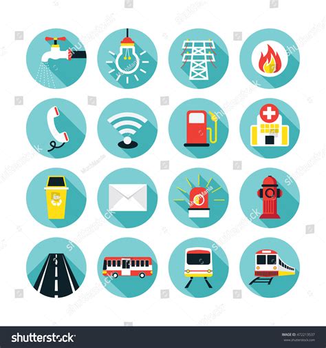 Public Utility Icons Flat Set Water Stock Vector (Royalty Free) 472213537 | Shutterstock