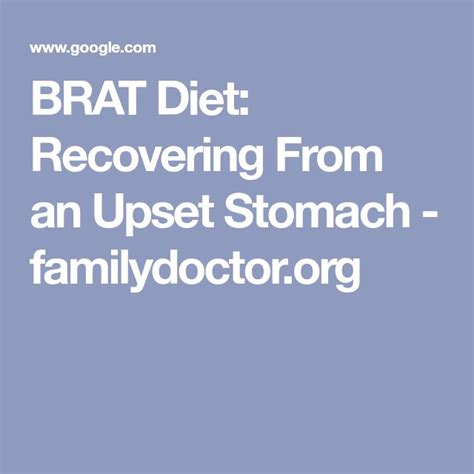 BRAT Diet: Recovering From an Upset Stomach - familydoctor.org Health, Diet Recipes, Treatment ...