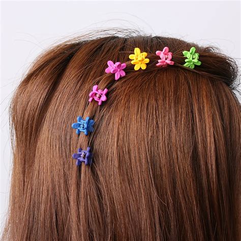 30 pcs Fashion Hair Accessories Hairpins Small Flowers Gripper Korean Children 4 Claws Plastic ...