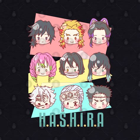 Chibi Hashira Coloured Ver. - Kimetsu No Yaiba - Baseball T-Shirt ...