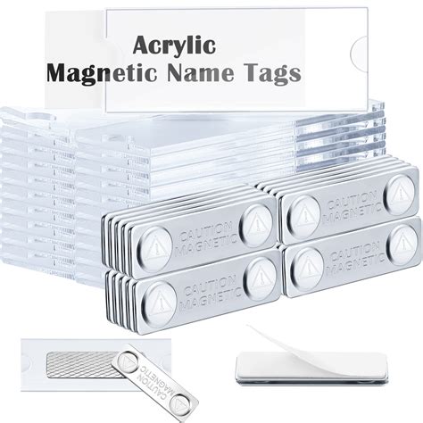 Buy Magnetic Name Tags Kit Acrylic Name Badge Holders Clear Label Holders with Blank Markable ...