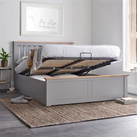 Malmo Grey Wooden Ottoman Bed - 4ft6 Double