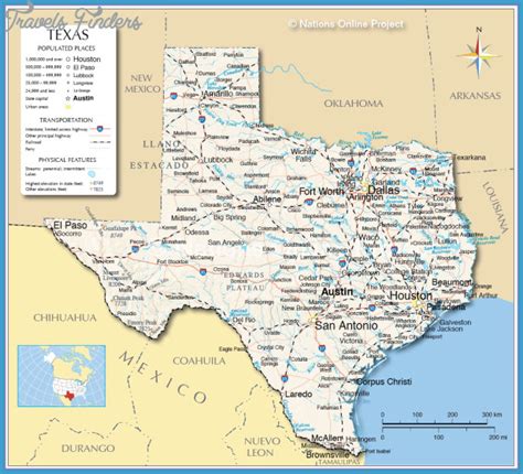 Texas Map - TravelsFinders.Com