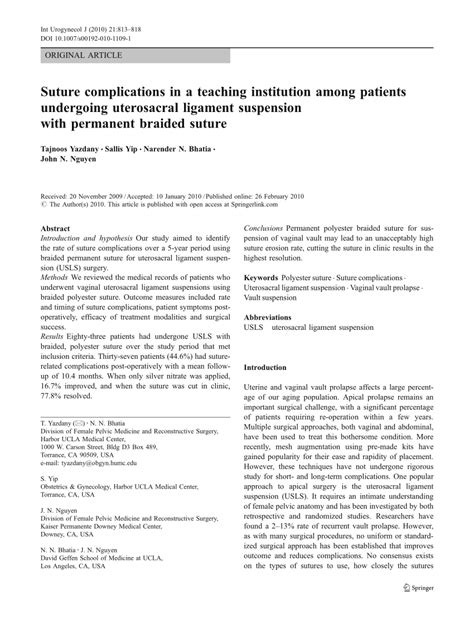 (PDF) Suture complications in a teaching institution among patients undergoing uterosacral ...