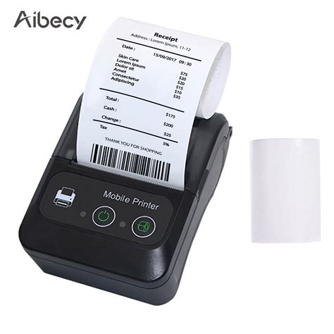 Aibecy Portable Receipt Printer, 2 Inch 58mm Mobile Thermal Label Printer USB & Bluetooth for ...