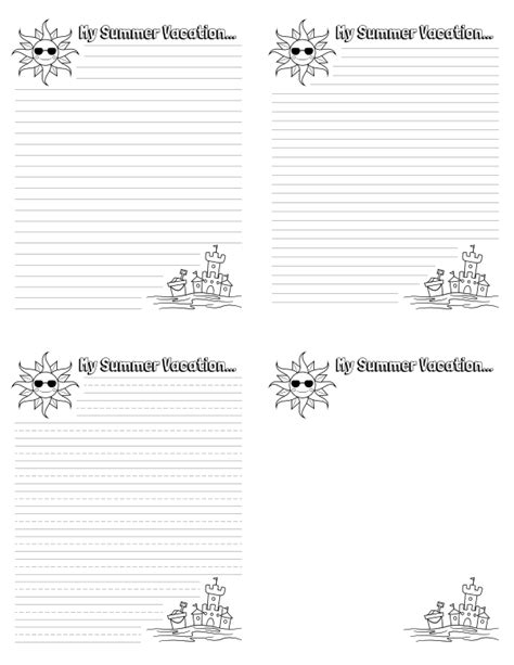 Free Printable My Summer Vacation Writing Templates