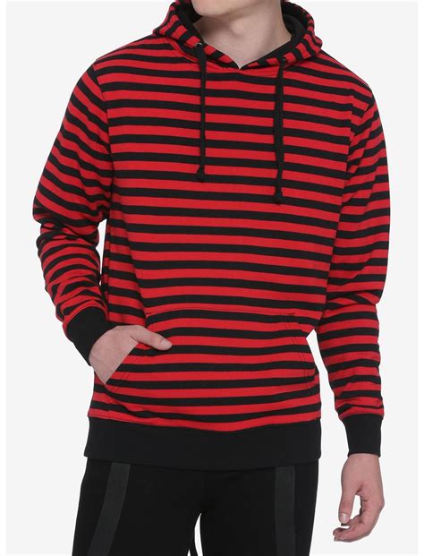 Red & Black Stripe Hoodie | Hot Topic