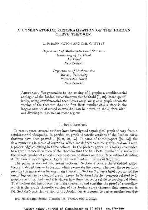 (PDF) A combinatorial generalisation of the Jordan Curve Theorem