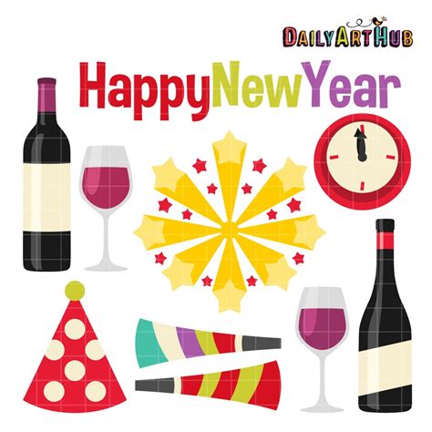 Happy New Year Clip Art Set – Daily Art Hub // Graphics, Alphabets & SVG