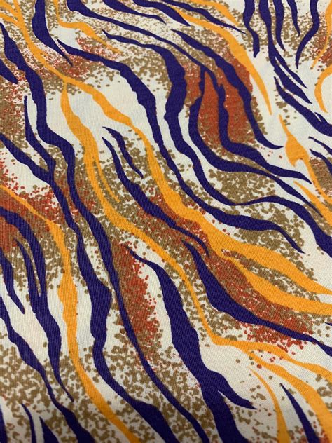 Tiger Print Cotton Fabric by Fabric Finders Purple & Gold | Etsy