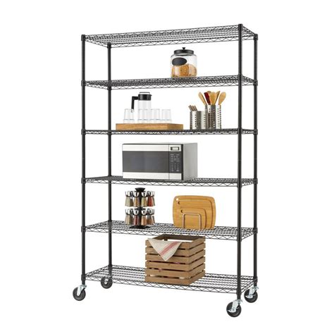 TRINITY 77 in. H x 48 in. W x 18 in. D 6-Tier NSF Wire Shelving Rack in Black-TBFPB-0932 - The ...