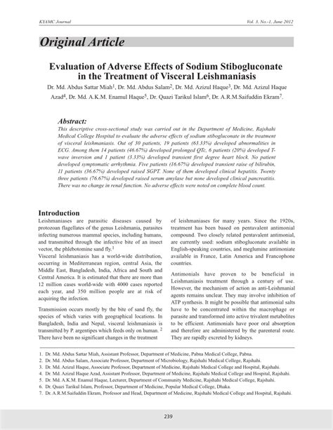 (PDF) Evaluation of Adverse Effects of Sodium Stibogluconate in the Treatment of Visceral ...