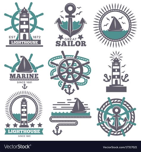 Marine nautical sailor symbols heraldic anchor Vector Image