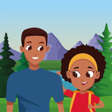 Premium Vector | Family single parent with children cartoon