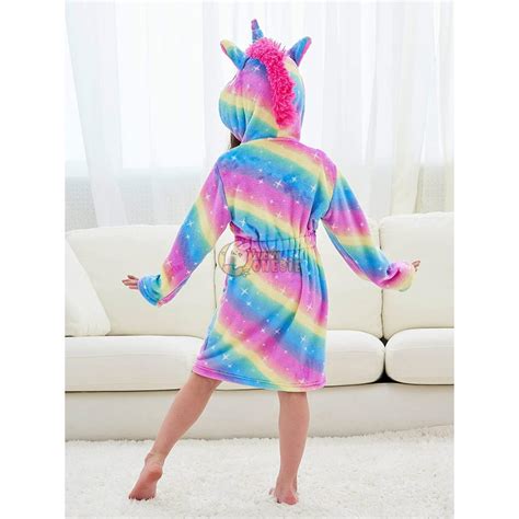 Unicorn Gifts for Girls Unicorn Robe Hooded Rainbow Star Print - Luckyonesie.com