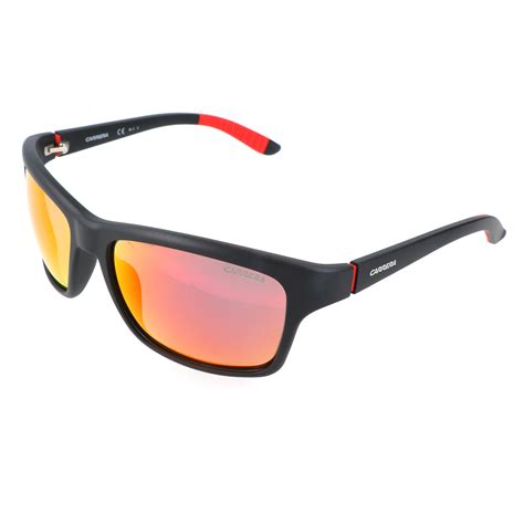 Rectangular Wrap-Around Sports Sunglass // Black + Orange - Carrera ...