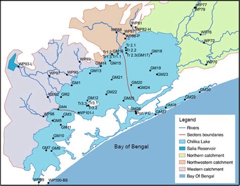 1 Map of the locations sampled in Chilika Lake and its catchment. 56... | Download Scientific ...