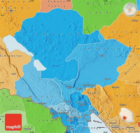 Political Shades Map of Mbeya