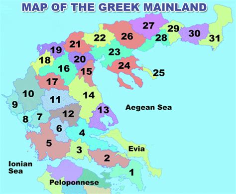 Map of Greek Mainland