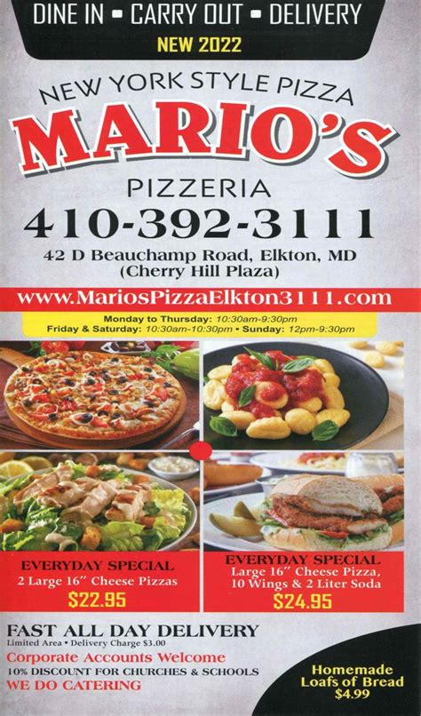 Mario's Pizza Menu - Mario's Pizza