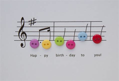 Happy Birthday Music Card Birthday Card With Button Notes - Etsy ...